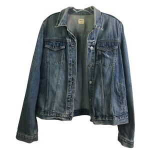 Gap 1969 Jeans Jacket Womens Size L Blue Denim‎ Cotton Button Up Collar
